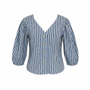 Tory Burch Blue Striped Cotton Top